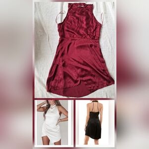 Socialite Red Berry Wine Halter Faux Wrap Sz XL Large Saltin Mini Party Dress